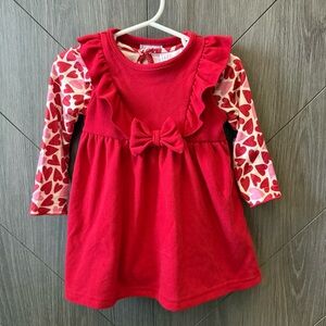 Just Lizzy Red Ruffled Valentines Day Dress with Heart Bodysuit